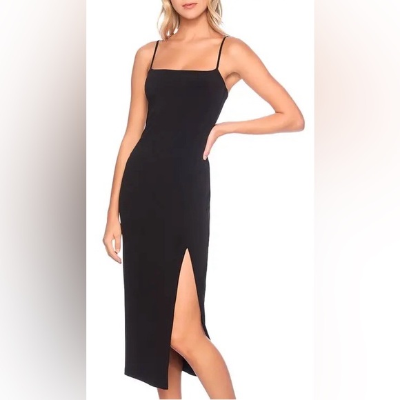Susana Monaco Midnight Navy Slit Midi Dress Large NWT Evening Cocktail Party - Picture 1 of 15